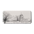 thumbnail image 1 of Paris Computer Mouse Pad, People Passing by St-Germain-des-Pres Area Medieval Europe Parisian Winter, Rectangle Non-Slip Rubber Mousepad X-Large, 35" x 15", Coconut and Black, by Ambesonne, 1 of 2