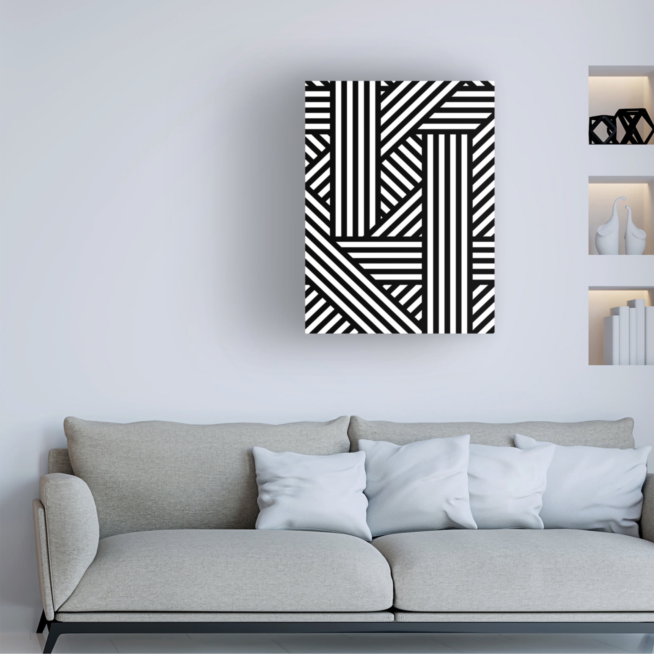 Canvas Wall Art - Tom Quartermaine 'Black and White Bold Modern Abstract Line Art 2' Wall Art for Living Room, Bedroom, or Office Décor by Trademark Fine Art - 18 x 24 Inches