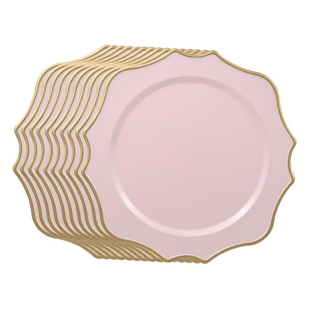 10 platos para servir, reutilizables, ligeros, de cocina, para servir Rosa