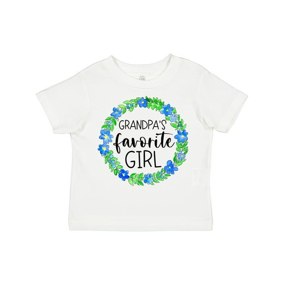 Inktastic Grandpa's Favorite Girl Blue Flower Wreath Girls Toddler T-Shirt