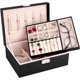 thumbnail image 1 of Jewelry Box Organizer, 2-Layer Lockable Jewelry Box, Soft Velvet Lining Ring Earrings Holder Necklace Bracelet Jewelry Display Storage Case Gift for W, 1 of 5