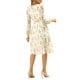 thumbnail image 3 of INSPIRE CHIC Vestido envolvente de manga obispo con cuello en V de flores bohemias para mujer L blanco, 3 of 7