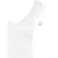 thumbnail image 4 of A2Y Women's Ribbed Double V-Neck Short Sleeve Rayon Fitted Crop Top Tee White L, 4 of 5