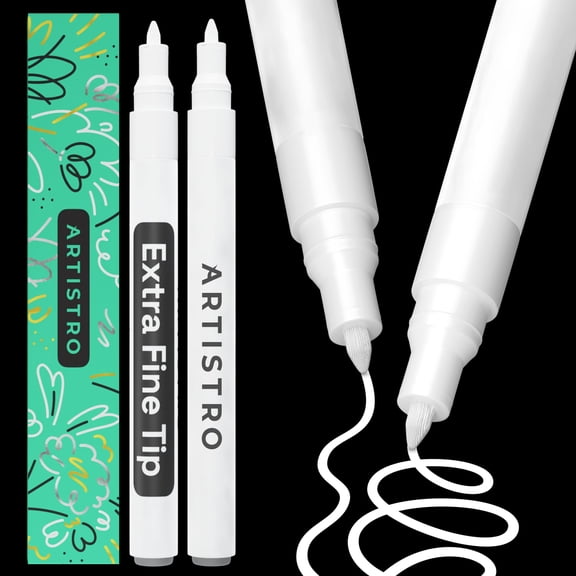 ARTISTRO 2 White Acrylic Paint Markers - 0.7mm Extra Fine-Tip Paint Pens - Perfect for Crafting, Art Projects, & More
