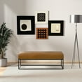 thumbnail image 2 of Maya 48" Wide Mid Century Modern Genuine Leather Metal Frame Bench in Tan, 2 of 6