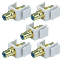 White Female RCA Keystone Jack Modular with Blue Center (5/pack)