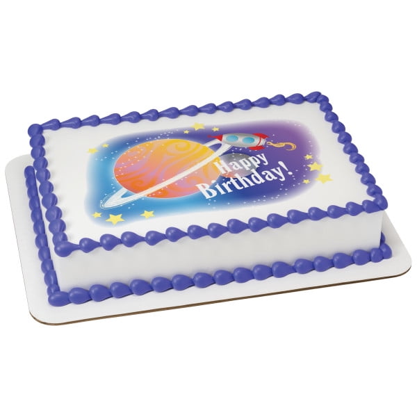 Space Birthday Edible Icing Image for 1/4 Sheet Cake - Walmart.com