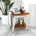 thumbnail image 4 of Gymax Shower Bench Seat HIPS Shower Stool w/Handle Shower Head & Soap Holder Brown & White, 4 of 10
