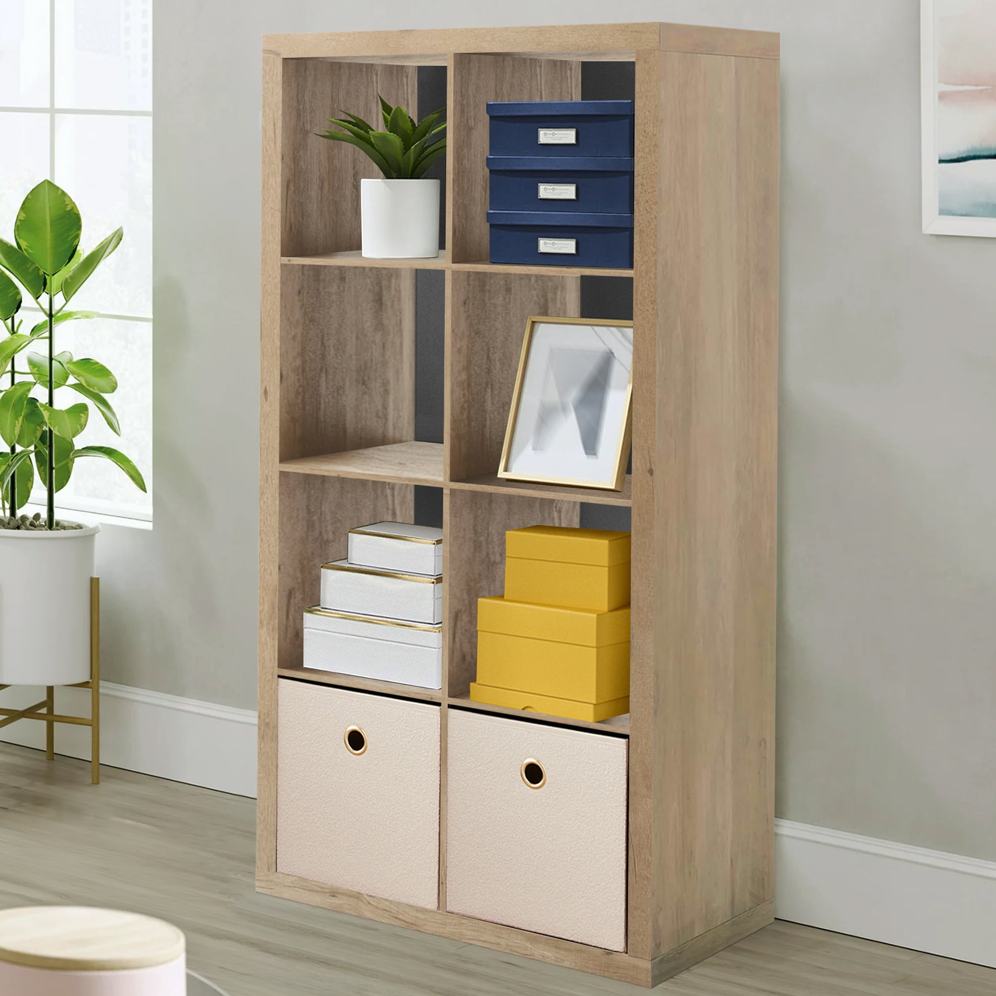 8-Cube Storage Organizer,Open Back Decorative Bookshelves,Natural 01