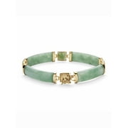 PalmBeach Jewelry Genuine Green Jade Dragon Link Bracelet in 14k Gold-plated Sterling Silver 7.25"