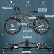 Elifine 26x4.0 Fat Tire Electric Bike, 624Wh Battery, 48V 500W Ebike Electric Mountain Bike, Cruise Control Mode, Adult E Bikes for Men, LCD Meter, 7-Speed Snow Bike Beach E-Bike for Adults UL2849