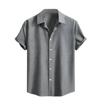 Big and Tall Mens Shirts 2025 Solid Plus Size Casual Baggy Beach Resort Outfits Lapel Collar Short Sleeve Tops Summer
