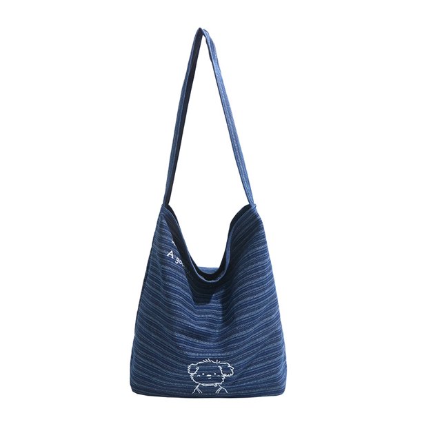 Bolso de mezclilla de dos caras, mochila bordada, estilo coreano, bolso de mano informal de un solo hombro, bolso de gran capacidad, novedad de 2025