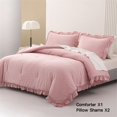 thumbnail image 2 of SLEEPBELLA 3pcs Luxury Ruffled Edge Trim , Soft Microfiber Inner Fill Down Alternative Shabby Chic Bedding Set, Pink (Queen), 2 of 6