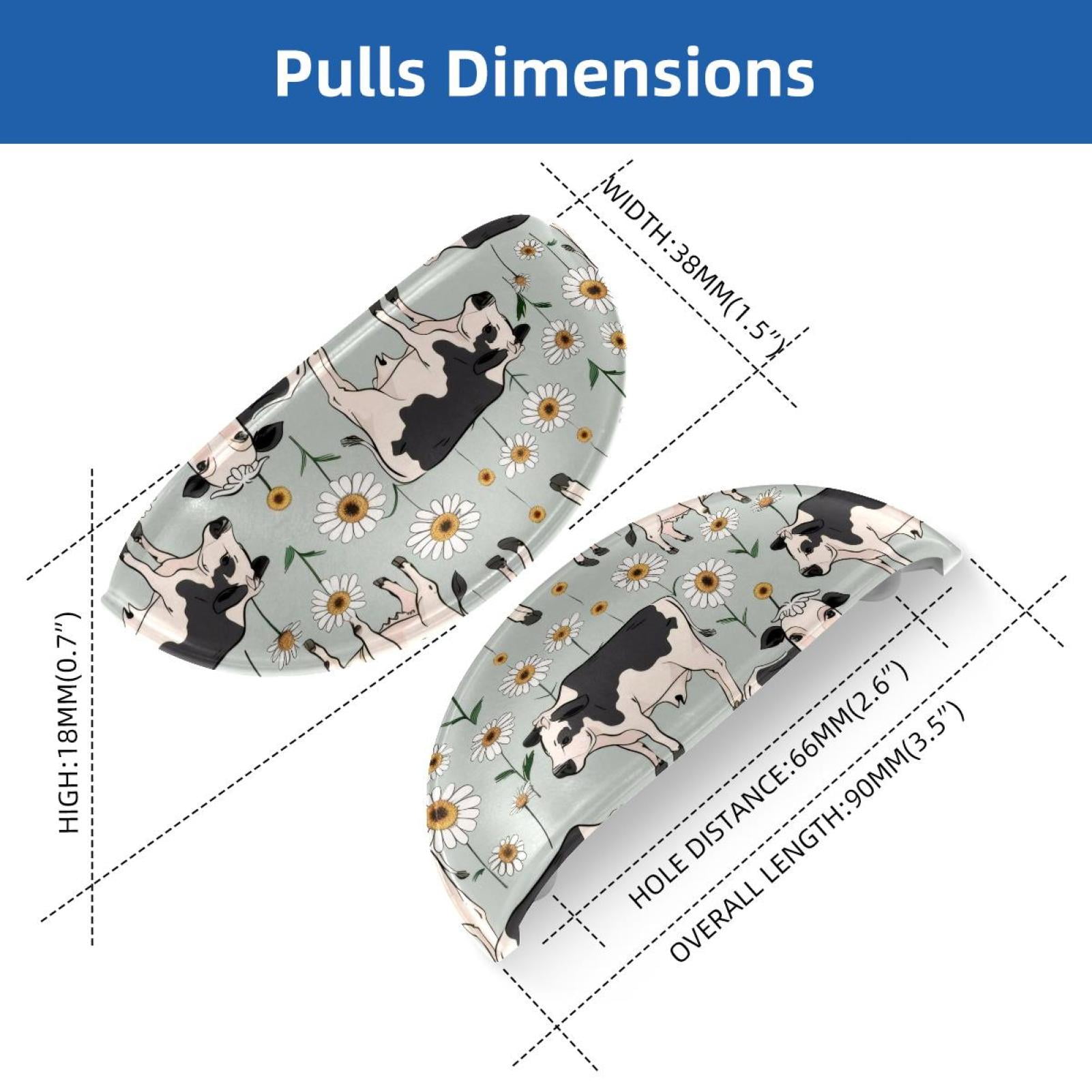 PhooArto 6 Pcs Cup Drawer Pulls, Cows Chamomile Pattern Shell Shape Handles Cabinet Knobs for Dresser Cupboard Closet Wardrobe with Screws
