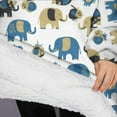 thumbnail image 3 of Oversized Wearable Blanket Hoodie,White Elephant Pattern Sherpa Blanket Hoodie with Super Pockets,Super Warm Fuzzy Pullover for Women & Men, 3 of 6