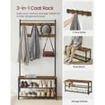 thumbnail image 3 of VASAGLE Entryway Coat Rack with Shoe Bench, Shoe Rack with Hall Tree, Rustic Brown and Black, 3 of 7