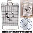 thumbnail image 3 of Large Hamper - Large Sized Storage Baskets with Handle, Collapsible & Convenient Home Organizer Containers for Kids Toys, Baby Clothing ( Rectangular- Black and White), 3 of 7