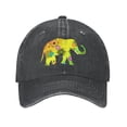 thumbnail image 1 of Mens Baseball Cap, Outdoor Casual Sports Cap Classic Curved Brim Hat - Adjustable Cowboy Hat, Flower Art Elephants- Black, 1 of 8