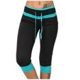 thumbnail image 2 of Summer Savings Clearance! Stamzod Womens Leggings Fashion Patchwork Summer High Waisted Plus Size Leggings Casual Slim Fitting Yoga Gym Capri Leggings for Women Black XXXXL, 2 of 5