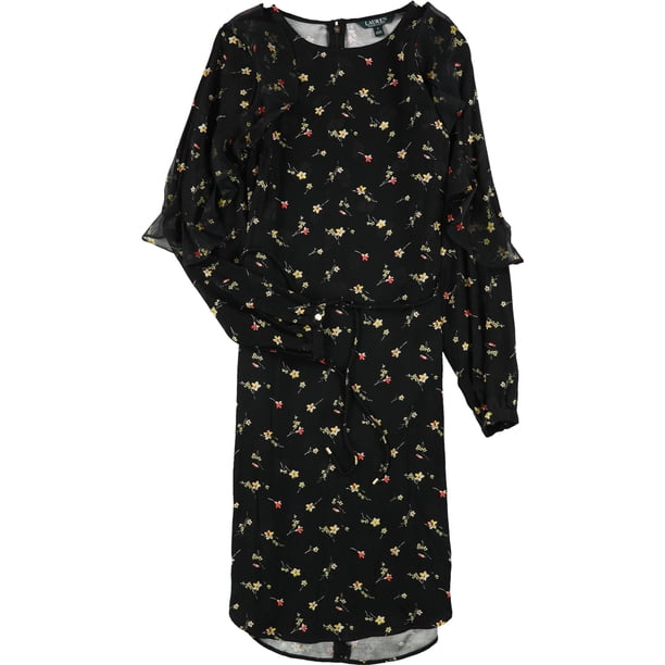 Vestido Floral con volantes Ralph Lauren para mujer negro 10