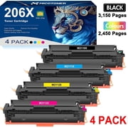206X 206A Toner Cartridges with Chip Compatible for 206X 206A W2110X W2111X W2112X W2113X Color LaserJet Pro MFP M283fdw M283cdw M255dw M282nw Printer ink(Black Cyan Magenta Yellow, 4-Pack)