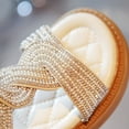 thumbnail image 3 of naisibaby Childrens Girls Pearl Rhinestone Lady Roman Sandals, Kids Fashion Princess Sandals Shoes Beige 5T, 3 of 6