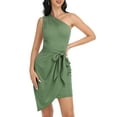 thumbnail image 4 of Aiyino Women's Fashion One Shoulder Ruched Bodycon Dresses Sexy Fitted Cocktail Party Dress，Army Green XL, 4 of 10