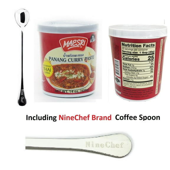 NineChef Bundle - Maesri Panang Curry Paste 14oz   1 NineChef Brand Long Handle Spoon