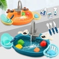 thumbnail image 3 of Kids Play Sink with Running Water, Animal Themed Electric Washbasin Toy with 180 Degree Rotating Faucet, Kitchen Pretend Play Set for Toddlers, 3 of 11