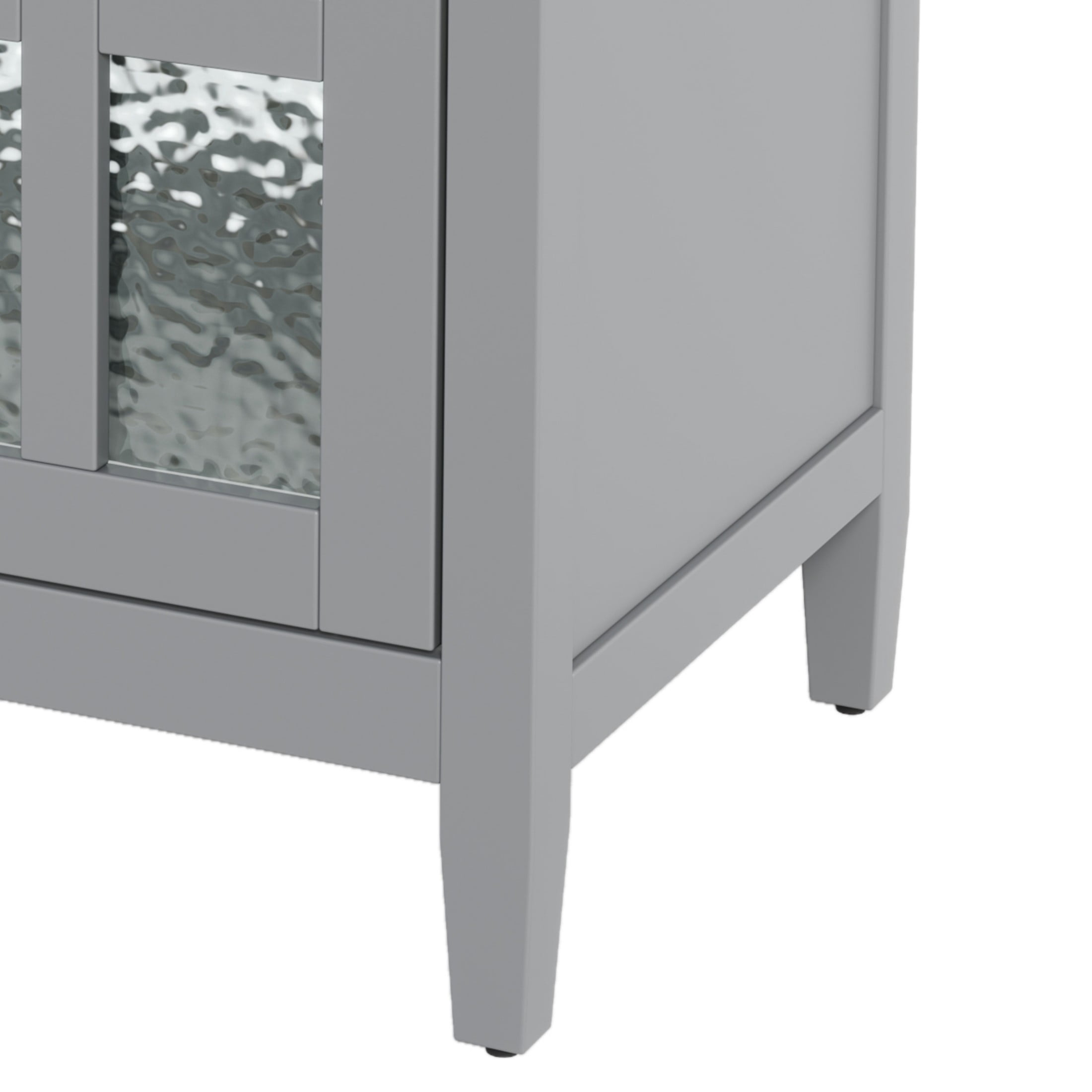 Christopher Knight Home 30" Bathroom Vanity with Sink, Glass Door, Tip-Out Tray, Solid Wood Legs, Grey