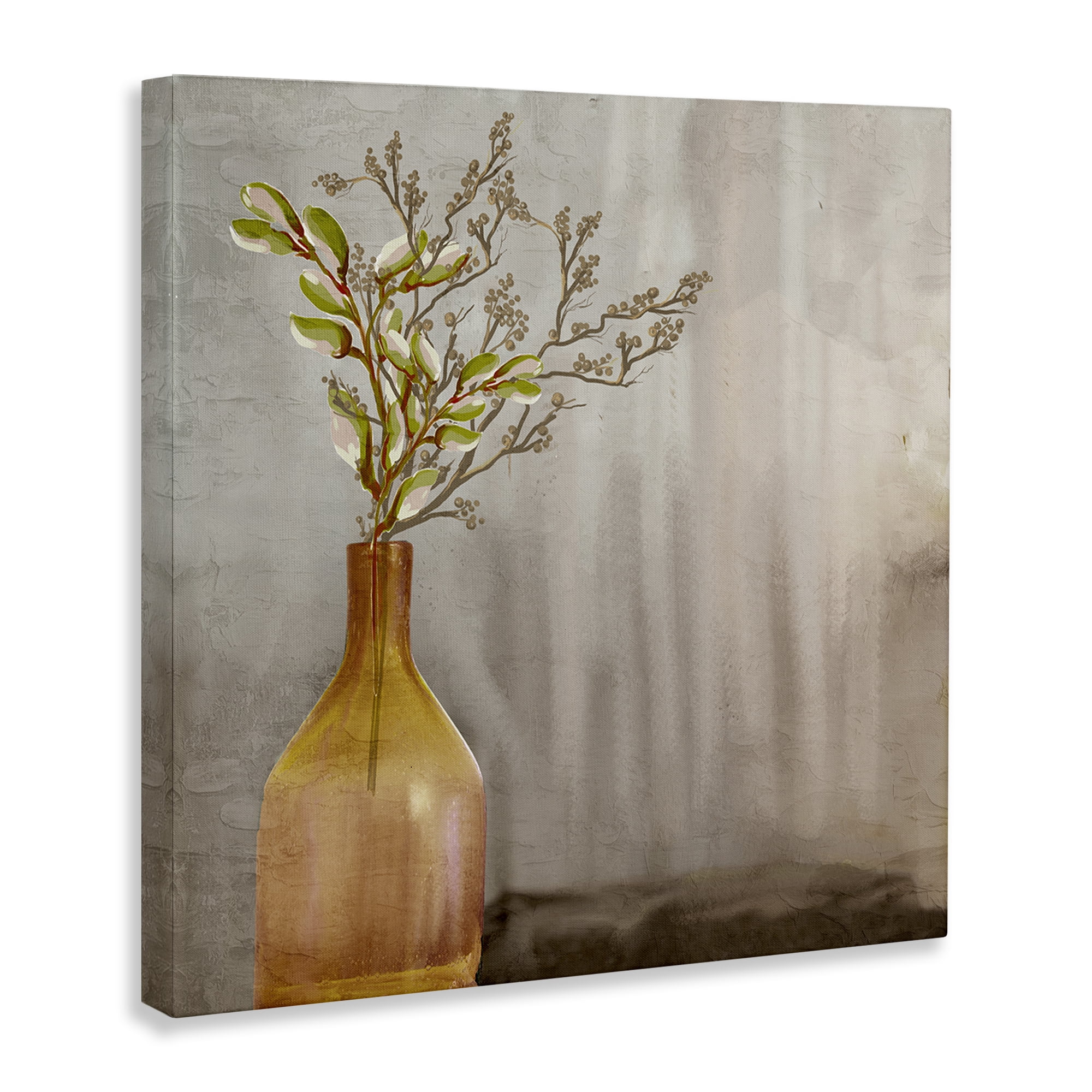 Stupell Industries Traditional Amber Vase Plants & Flowers Painting Wrapped Canvas Art Print Wall Art, 30 x 30