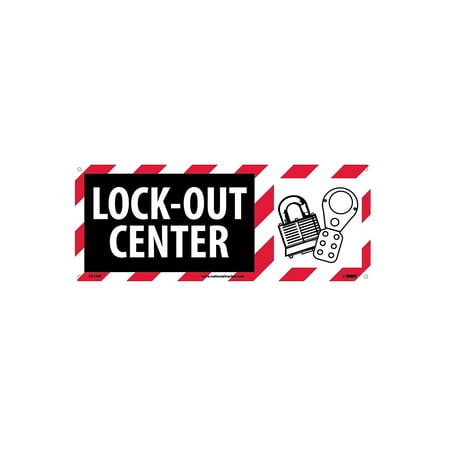 UPC: 0887481083957 | National Marker Notice Signs; Lock Out Center (W/Graphic) 7X17 Rigid Plastic SA148R