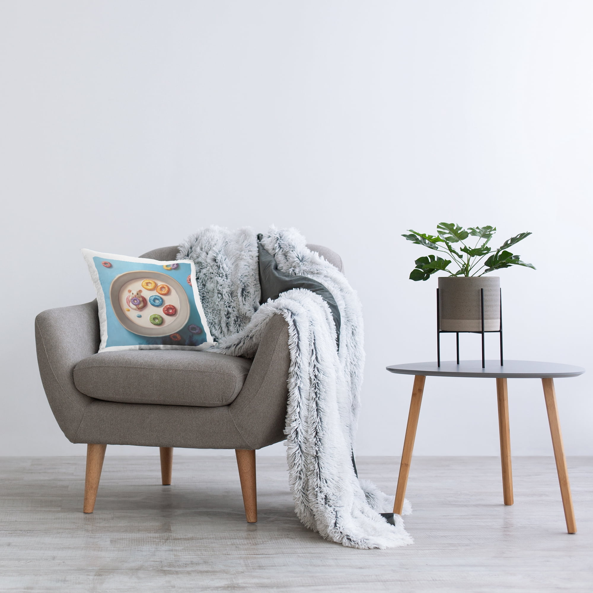 Stupell Industries Morning Dunk Cereal Mouse Decorative Printed Throw Pillow, design by Lucia Heffernan