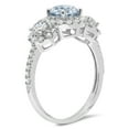 thumbnail image 3 of 1.46 ct Round Cut Natural Aquamarine 3 Stone 14K White Gold Womens Engagement Ring, 3 of 4