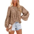 thumbnail image 1 of Blusa de Manga Larga ANGGREK Cuello Redondo Estampado Floral Con Volantes JA1711, 1 of 6