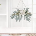 thumbnail image 4 of Artificial Flower Swag, 11.8in Eucalyptus Swags with White Flowers Handmade Greenery Hanging Decoration Swag for Wedding Arch Home Decor, Green, 210320XU03-7852-1500036402, 4 of 4
