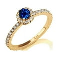 thumbnail image 2 of 1.75 Carat 6mm Round Cut Blue Sapphire And Moissanite Diamond Halo Engagement Ring in 10k Yellow Gold, 2 of 2