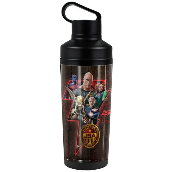 Black Adam Official Character Bolt 18 oz Insulated Water Bottle, Leak Resistant, Vacuum Insulated Stainless Steel with 2-in-1 Loop Cap