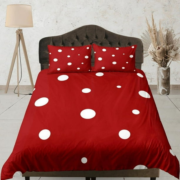Juego de Funda Nórdica Roja Colcha, Ropa de Cama de Dormitorio con Funda de Almohada