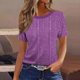 thumbnail image 2 of Camiseta de Manga Corta de Verano para Mujeres Delgada Moda Casual Impresa No Estructurada Cuello Redondo Mujer Manga Corta Tops Casual, 2 of 4