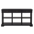 thumbnail image 3 of IVV Console Sofa Table with Ample Storage, Retro Kitchen Buffet Cabinet Sideboard with Open Shelves and 3 Drawers, Accent Storage Cabinet for Entryway/Living Room Black Color, 3 of 9