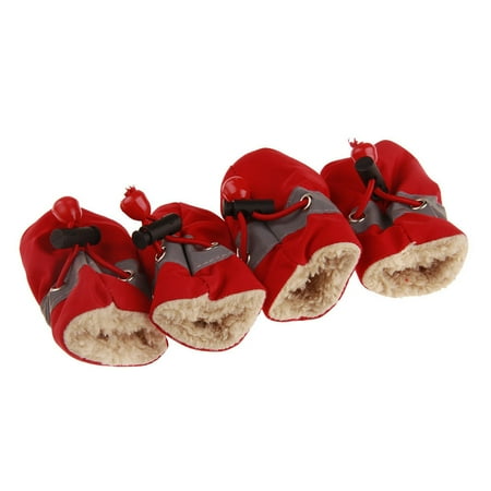 StarBay 4Pcs Dog Cat Winter Warm Waterproof Rain Boots Protective Anti-Slip Pet Shoes