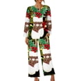 thumbnail image 4 of asdoklhq Cotton Pajamas for Women Ladies' Christmas Printed Casual Top Pants Pajama Set Red M, 4 of 6