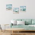 thumbnail image 3 of Coastal Wall Art Beach Landscape Painting Turquoise Bathroom Decor Picture Framed 12inx12inx3Pieces (Turquoise), 3 of 6