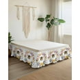 thumbnail image 2 of Colorful Daisy Wreath Bees Bed Skirt California King Size 16" Drop Spring Flowers Garland Ruffled Wrap Around Bed Skirts Adjustable Elastic Bedskirt Dust Ruffle for California King Size Bed, 2 of 7