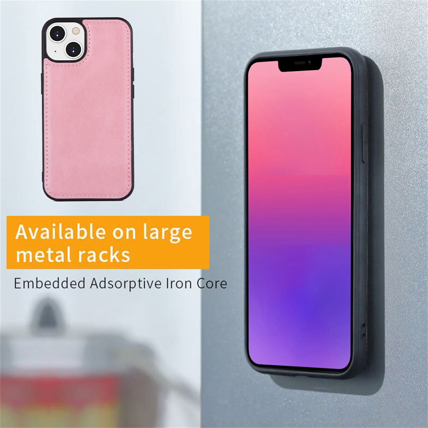 Defencase for iPhone 13 Mini Case for Women Men, Removable Durable PU Leather Magnetic Flip Strap Wristlet Zipper Purse Card Holder Detachable Wallet Phone Cases for iPhone 13 Mini, Pink