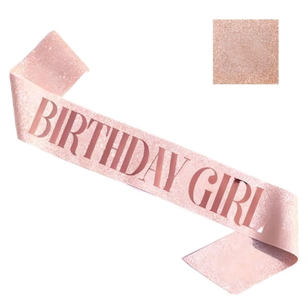 TELOLY Birthday Girl Sash Rose Gold Birthday Sash for Women Girls Gift,Birthday Decorations Party Favors