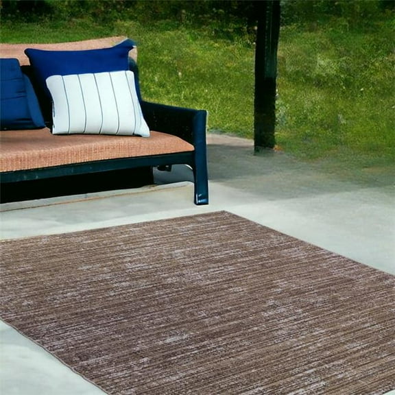 HomeRoots 531654 4 x 6 ft. Striped Stain Resistant Indoor & Outdoor Rectangle Area Rug, Brown & Ivory