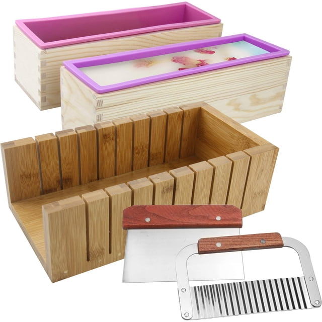 Kit de fabricación de jabón MDPQT, moldes de silicona para jabón con cortadora de 1,3 litros
